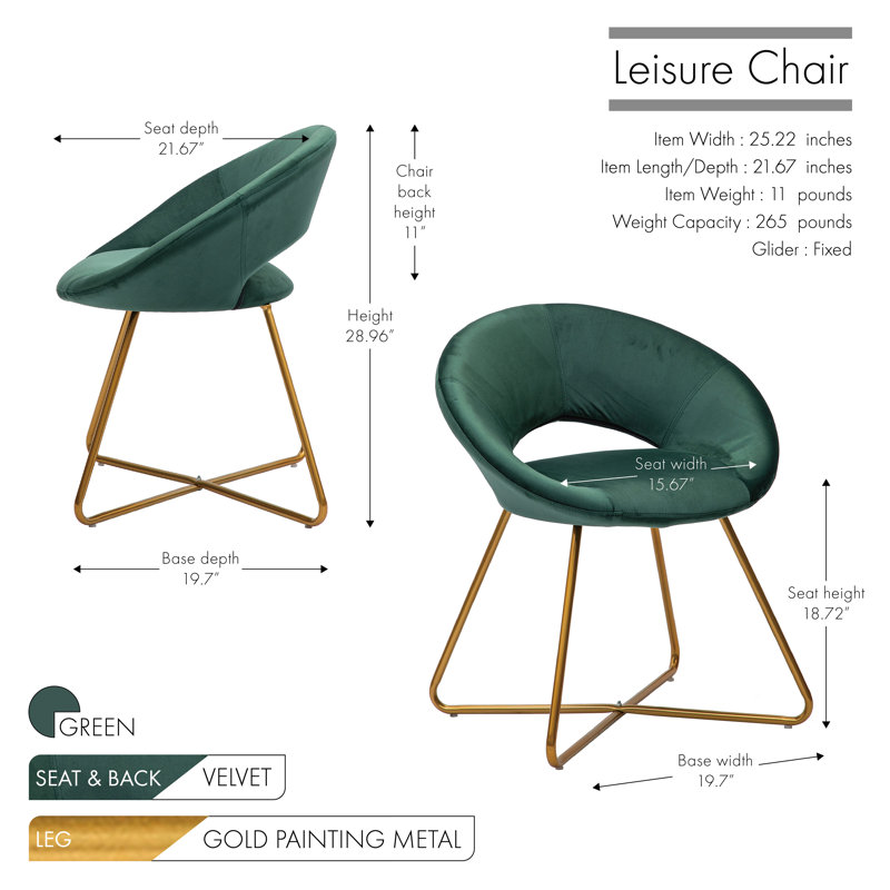 Velvet Barrel Chair, Green