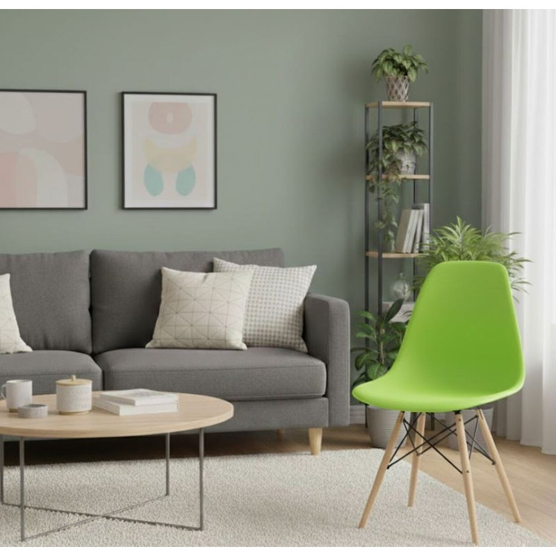 Chaise Hrileena Leffie avec pieds naturels, Vert, Naturel