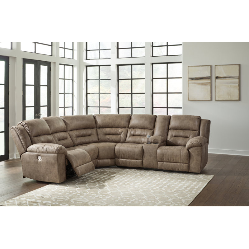 Jaydene Faux Leather Power Reclining L-Shaped Sectional, Left Hand Facing