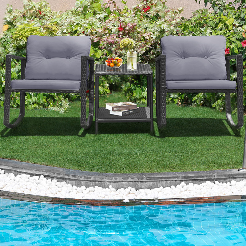 Ehrenberg 2 - Person Patio Conversation Set with Cushions, Gray
