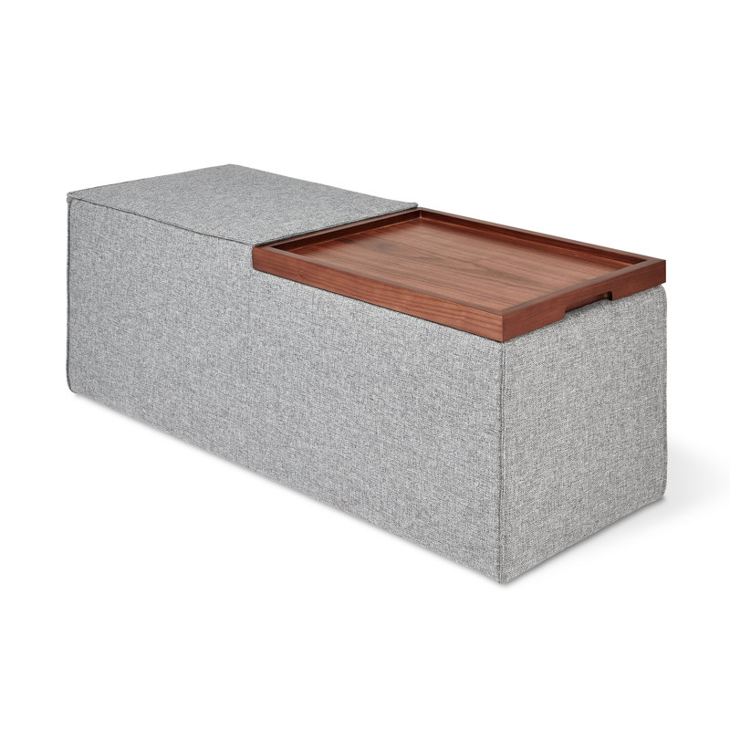Mix Modular Upholstered Ottoman, Parliament Stone/Walnut
