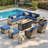 Carolle 13 Piece Patio Sectional Furniture With Swivel Rocking Chairs, Rattan Wicker Coversation Set With Glowing Coffee Table, Outdoor Sofa Set With Fire Pit For Outside Porch Balcony Backyard Pool-2140750613
