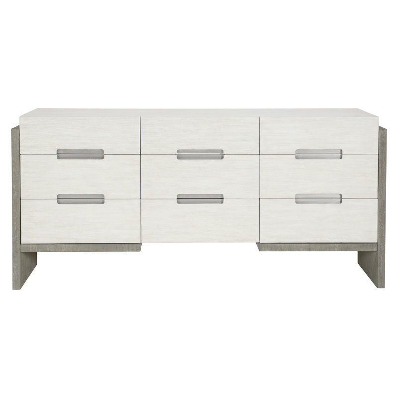 Linen and Light Shale 72" Transitional 9-Drawer Dresser