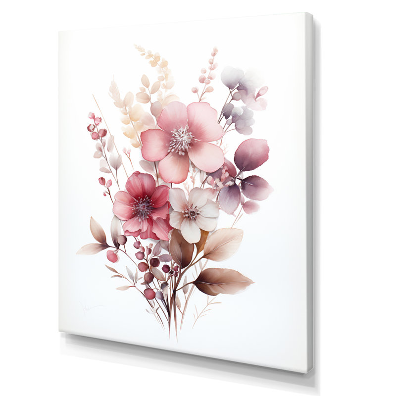«Pink Minimalisme Natures Bouquet» sur impression sur toile, Toile tendue, H 20 po x l 12 po x P 1 po