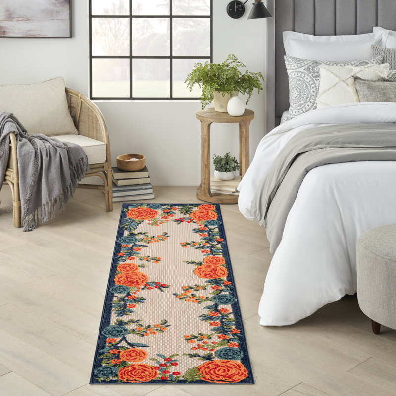 Aloha  Floral Multicolor Indoor/Outdoor Area Rug, Runner 2' X 6'
