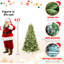 Arbre de Noël de 5 pi avec 300 lumières blanches chaudes, 967 pointes réalistes en PE + branches, branches à charnières pour installation sans tracas, support intemporel pré-enfilé au look naturel