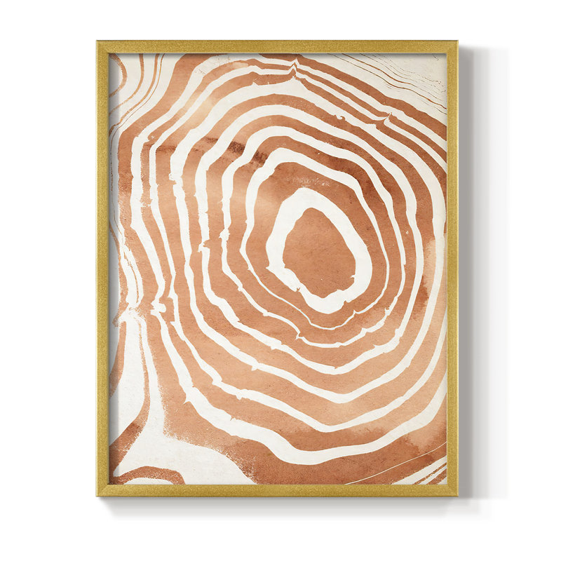 Reproduction encadrée de grain de bois Suminagashi III - bois massif, Or, H 14 po x l 11 po