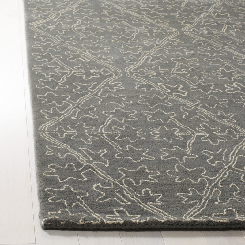 Strolling Garden Martha Stewart Viscos/Wool Rug in Gray, Rectangle 3'9" x 5'9"