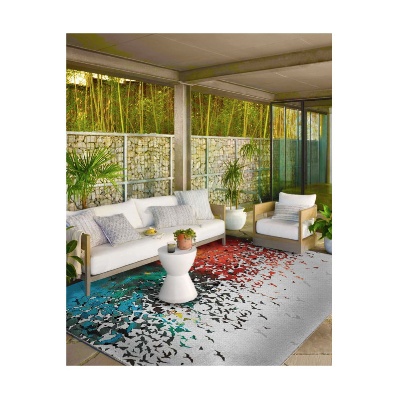 Tapis tissé à motif rayé Modern, Sous-tapis rond 3 pi 3 po inclus