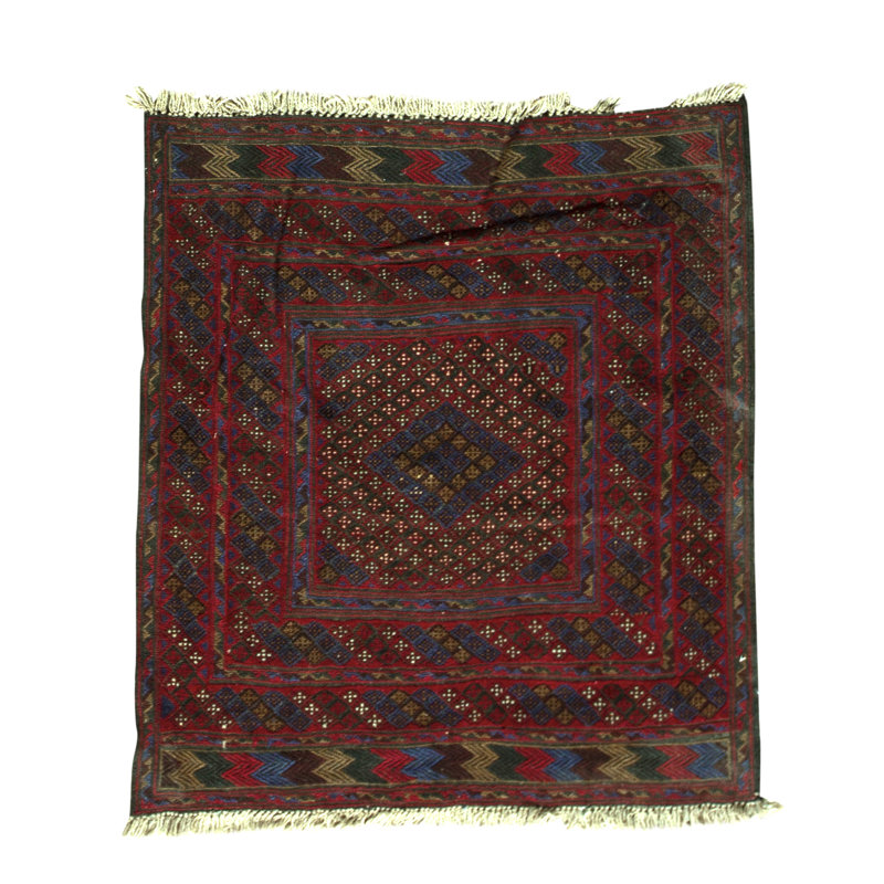 Hand-Knotted High-Quality Red/Blue/Brown Area Rug
