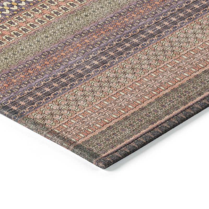 Tapis extérieur lavable antidérapant à rayures orange 2 pi x 3 pi