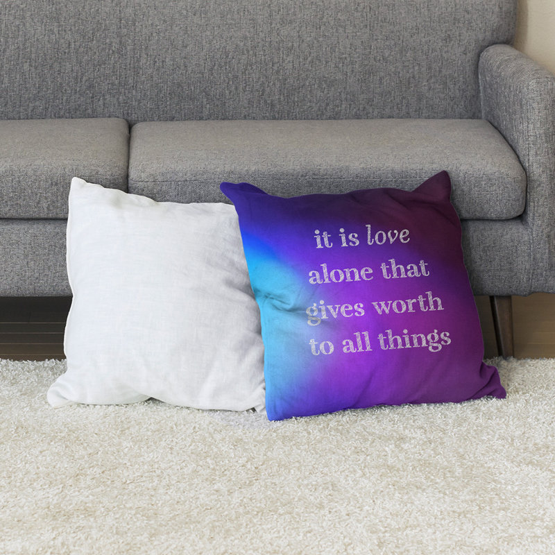 Coussin de sol amour inspirant, Bleu / Mauve, 40 po x 40 po