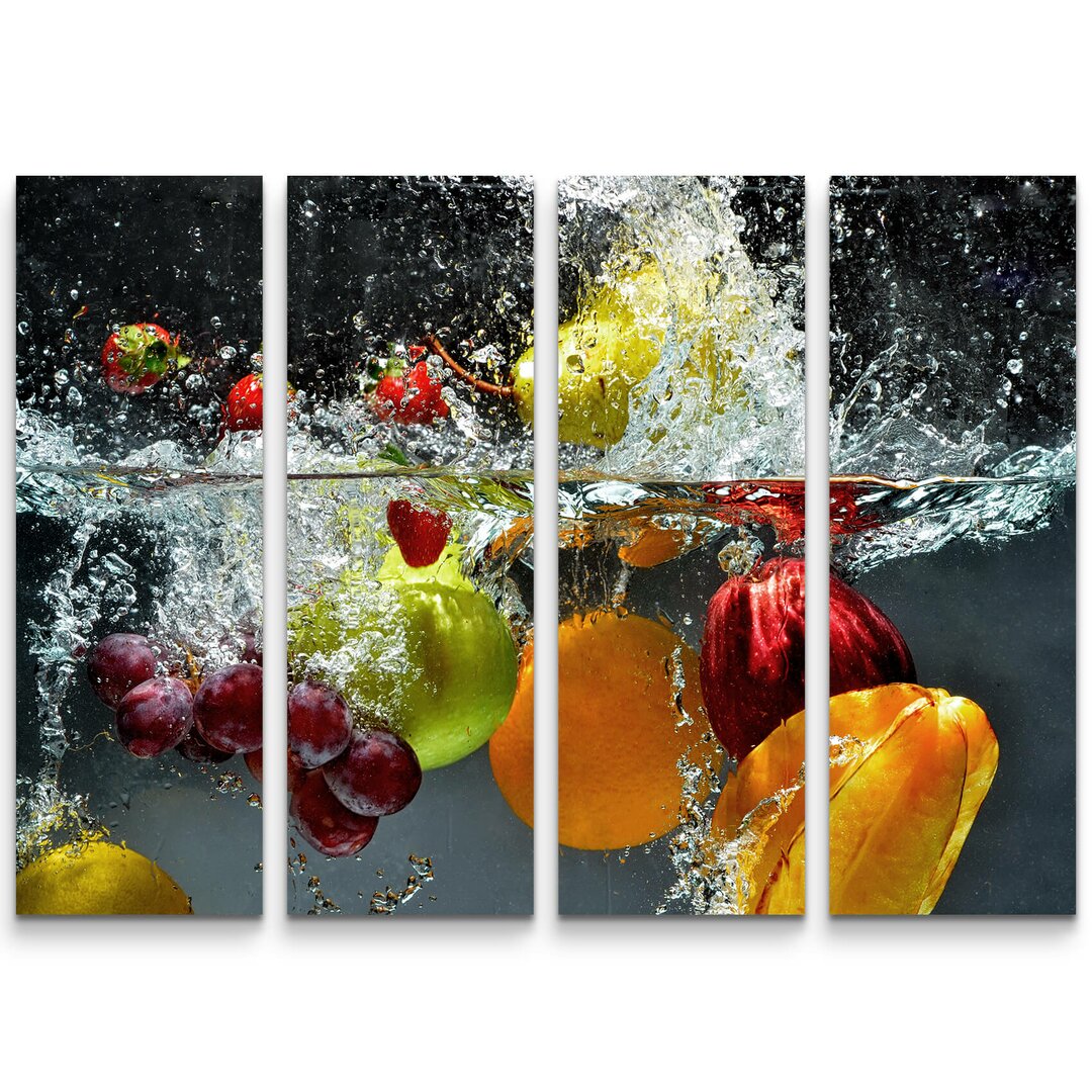 4-tlg. Leinwandbilder-Set Obst im Wasser