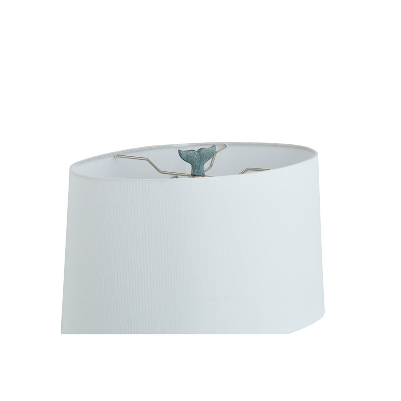 23"H Blue Coastal Whale Tail Table Lamp