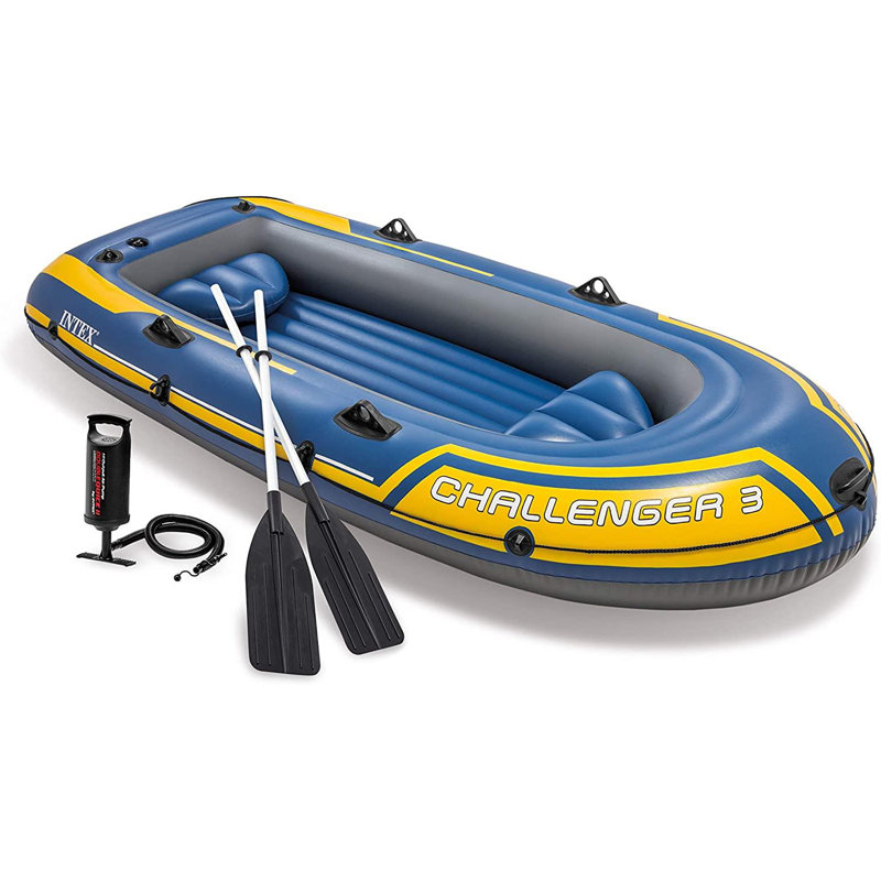 Intex Challenger 3 Inflatable Boat Set With Oars + Inflator Pump, For 3 Persons