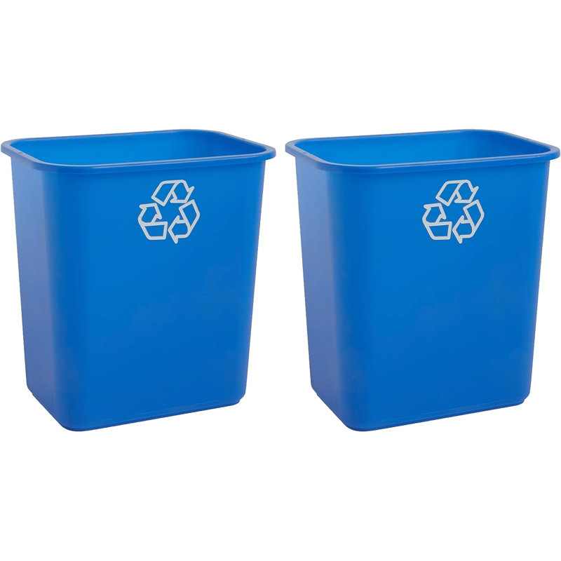 United Solutions Space Saving Recycling Bin, 7 Gal, 2 Pack, Recycle Blue