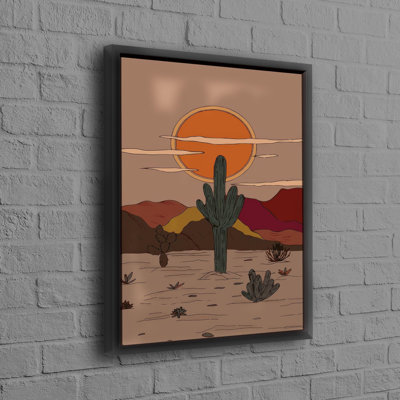 Stylish Cactus Canvas Wall Art Featuring a Sun Poster and Desert Landscape Perfect For Home Decoration or as a Thoughtful Christmas Gift