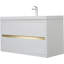 Meuble-lavabo mural 30 po avec lavabo, meuble de rangement flottant avec comptoir en résine de pierre et tiroirs à fermeture en douceur-114410908
