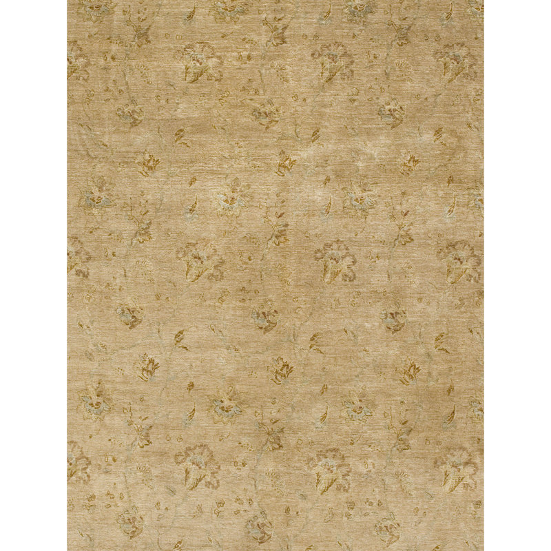 Tapis oriental rectangulaire en laine noué à la main brun / gris, Rectangle 9 pi x 12 pi