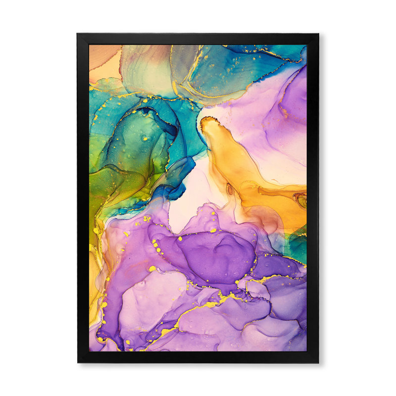 «Mauve, jaune et vert», reproduction d'art sur toile, H 32 po x l 24 po, Cadre noir