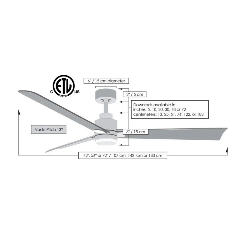 Alessandra - Three Blade Transitional Ceiling Fan -LED, Walnut, Textured Bronze, 56"