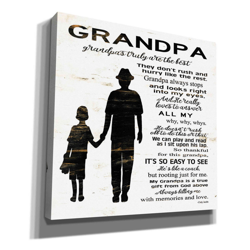 «My Grandpa is the Best» par Cindy Jacobs, art mural sur toile, H 12 po x l 12 po x P 0,75 po