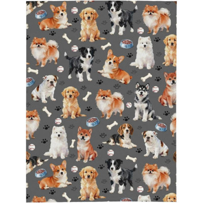 Cute Puppy Dog Blanket Dogs Blankets Soft Cozy Throws Warm Lightweight Plush Fleece Throw Blanket for Gift Bed Couch Sofa