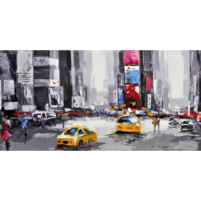 Abstract street with yellow taxis - 15.75"x31.50" Desk mat