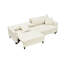 Velours côtelé beige avec structure à ressorts en S - Améliore le confort confortable pour les moments de détente pouvant accueillir 3 personnes-1285546436
