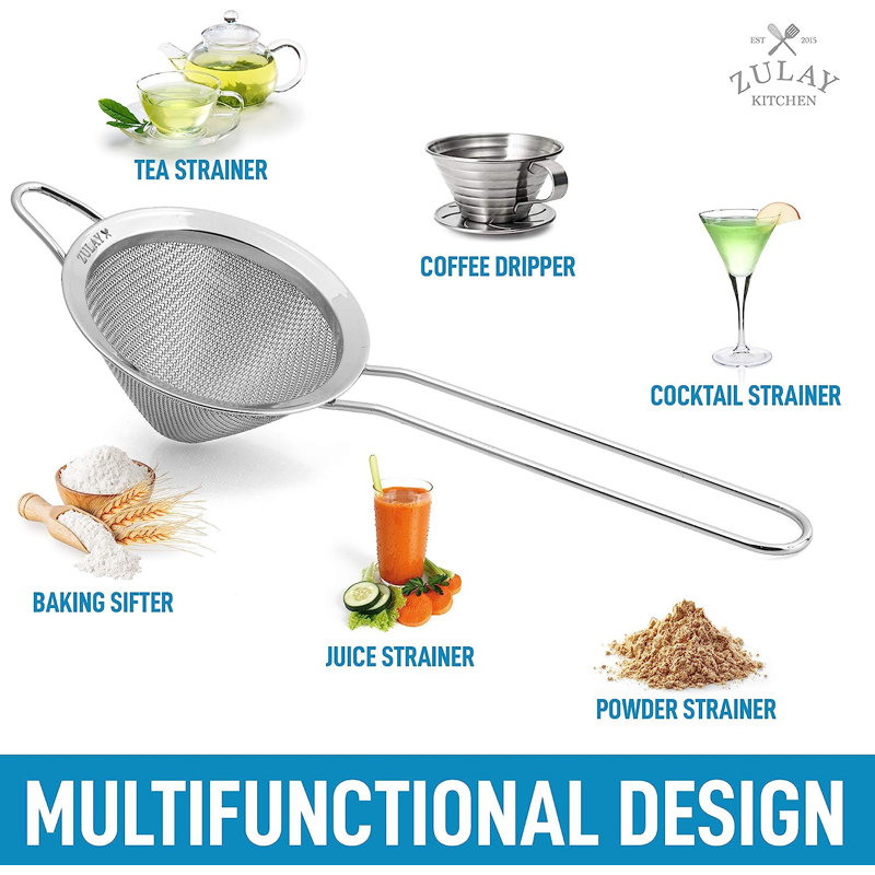 Silver Stainless Steel Fine Mesh Cocktail Strainer