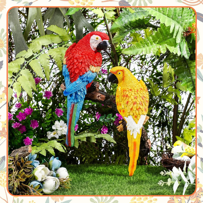 Large Realistic Parrot Statues, Red,yellow
