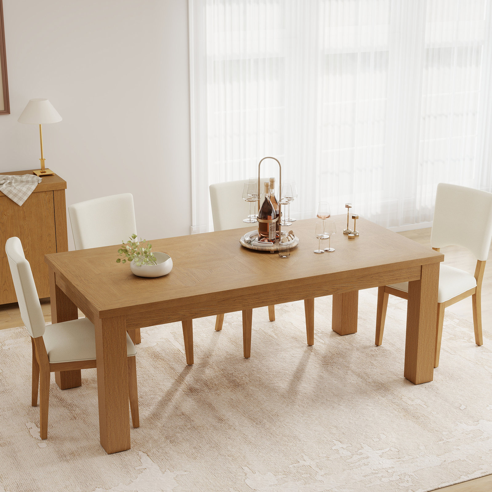Dutton 78" Oak Dining Table, Mid Tone Oak