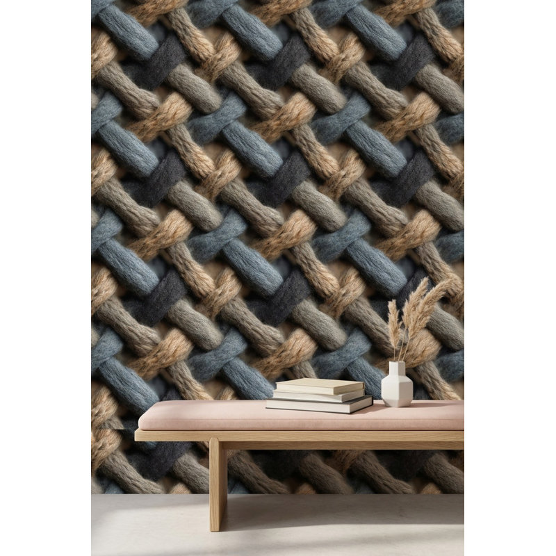 Papier peint tissé amovible à chevrons, Peler et coller