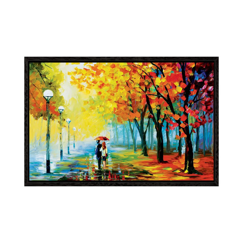 Fall Drizzle by Leonid Afremov - Painting on Canvas, 66.04 cm H x 45.72 cm W, Black Framed Canvas