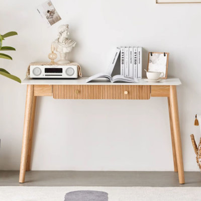 Bureau d'écriture blanc avec 2 tiroirs