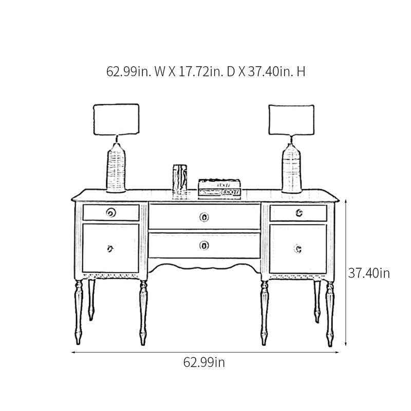 Console rétro de luxe multifonctionnelle, H 37,4 po x l 62,99 po x P 17,72 po