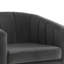 Fauteuil demi-tonneau capitonné gris foncé et doré