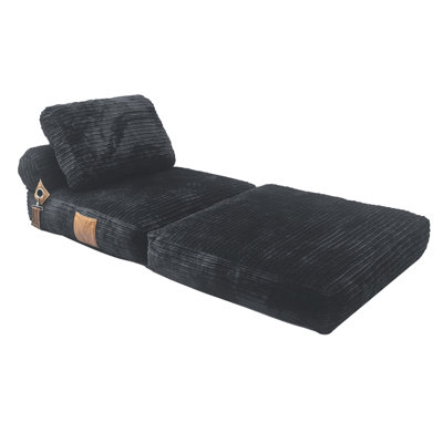 Dark Grey Convertible Folding Bean Bag Sofa, Corduroy Foam‑Filled for Living Room Bedroom Dorm Apartment