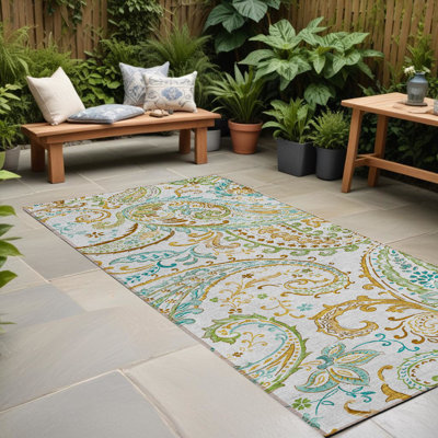 Tapis de couloir intérieur antidérapant 8 pi ivoire et doré