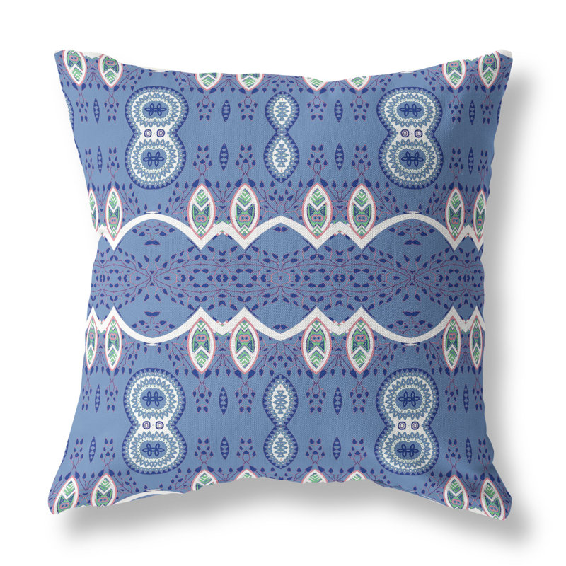 Housse et insert de coussin décoratif en polyester pour l'intérieur et l'extérieur, 18 po x 18 po, Bleu pâle / blanc