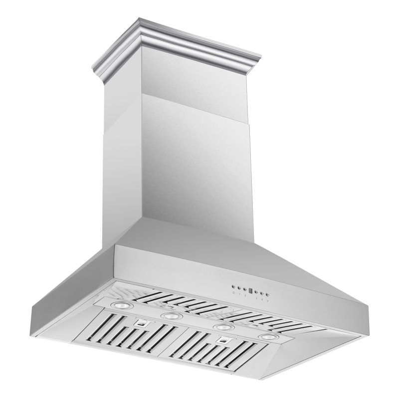 Orvieto 36-inch Wall Mount Range Hood, 1200 CFM Double Motor, 4 Speed Control, All Stainless Steel