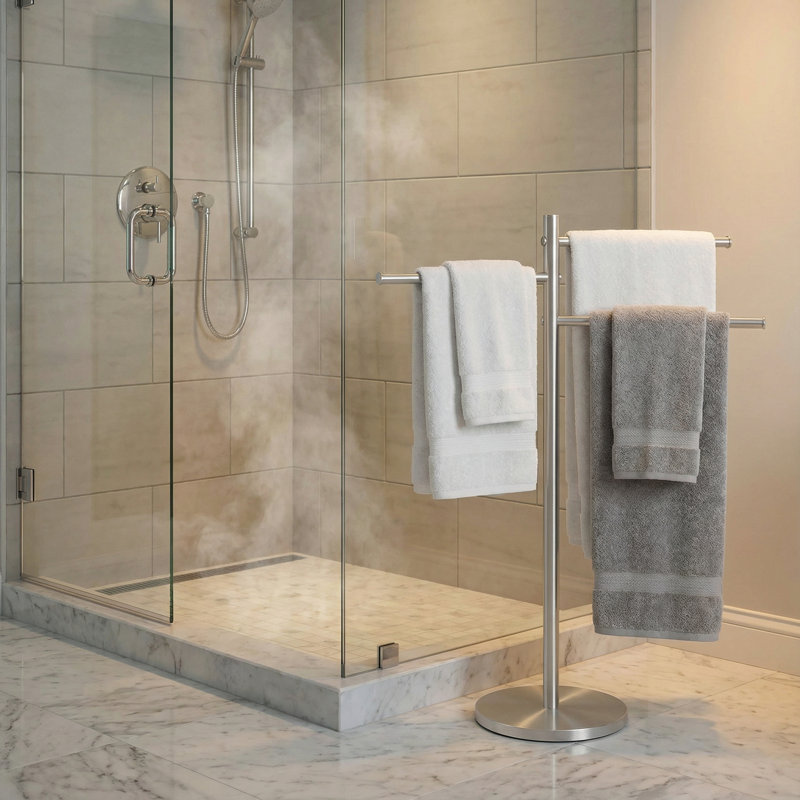 18 " Aluminum 3 - Bar Freestanding Towel Stand