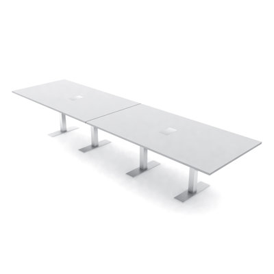 Table de conférence rectangulaire avec base en T en métal | Unité électrique