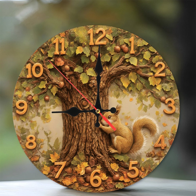 horloge automne écureuil