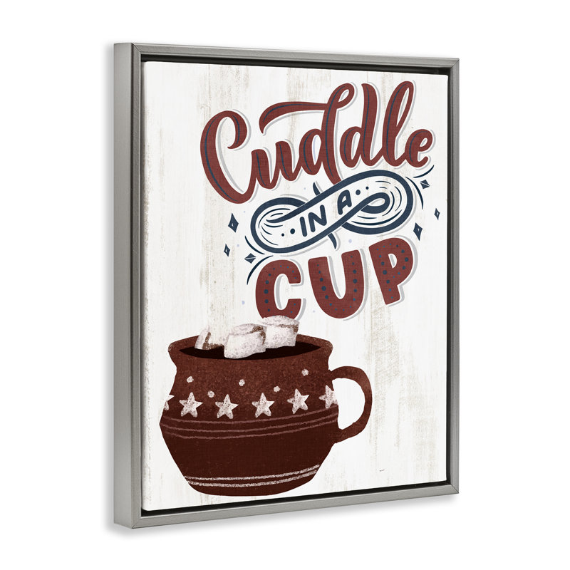 Cadre flottant Cuddle In A Cup Cocoa, design par Kim Allen, H 21 po x l 17 po, Cadre flottant gris lustré