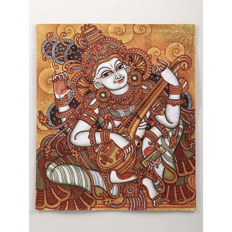 Déesse assise Saraswati | Acrylique sur toile