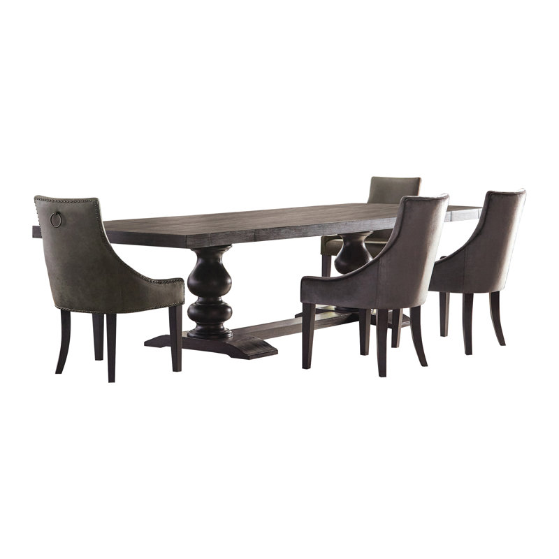 Ensemble de salle à manger à tréteaux extensible 5 pièces Holstone