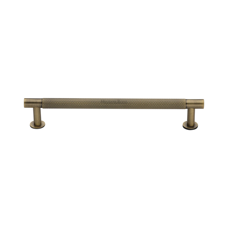 Heritage Brass Heritage Cabinet Pull Partial Knurled Design with Rose, 16cm, Antique Brass