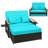 Patio Rattan Daybed Set w/ Cushioned Loveseat & Storage Ottoman-167320166