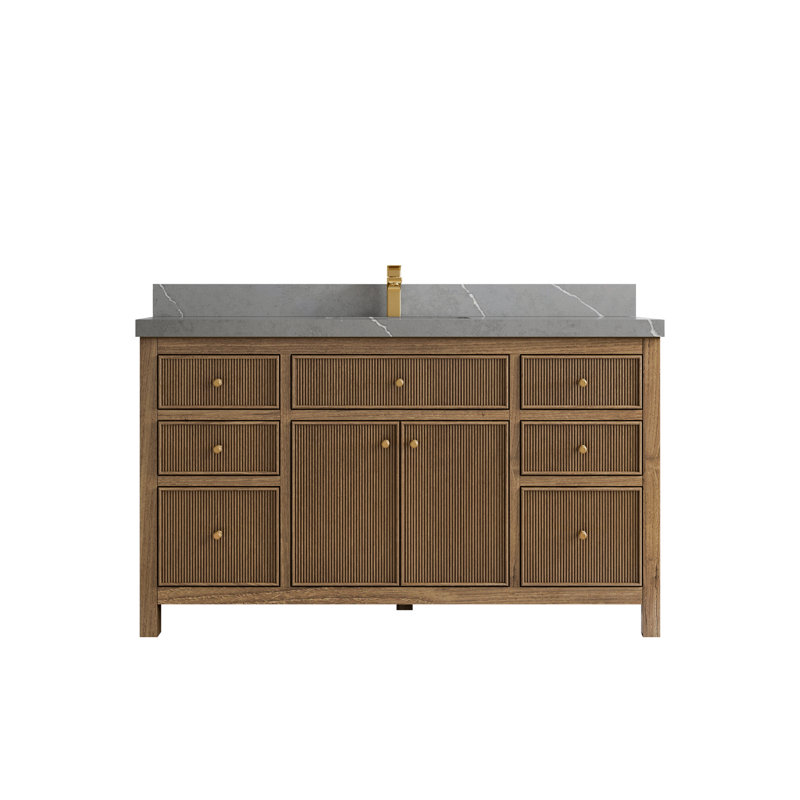 Ensemble de meuble-lavabo simple 60 po Sonoma, Gris Piatra